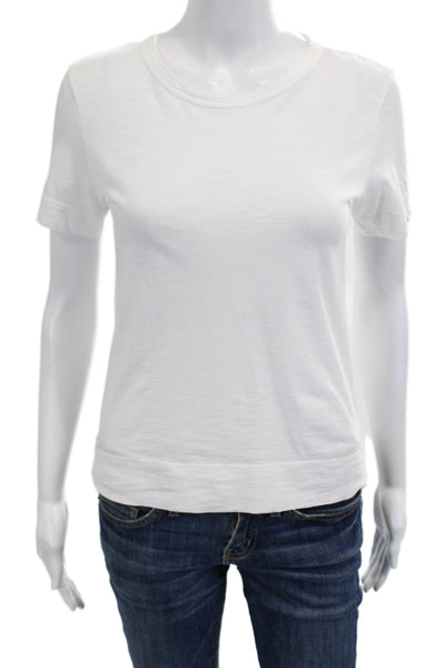 Theory Women Basic Cotton Blend Crew Neck Short Sleeve T Shirt White Size PP
