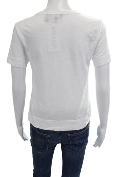 Theory Women Basic Cotton Blend Crew Neck Short Sleeve T Shirt White Size PP