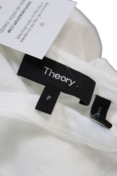 Theory Women Basic Cotton Blend Crew Neck Short Sleeve T Shirt White Size PP