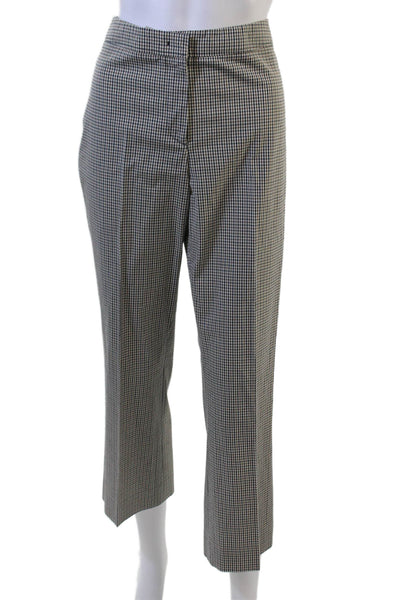 Sharis Place Womens Ankle Cropped Dress Pants Black Check Cotton Lycra Size 46
