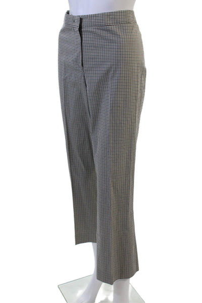Sharis Place Womens Ankle Cropped Dress Pants Black Check Cotton Lycra Size 46