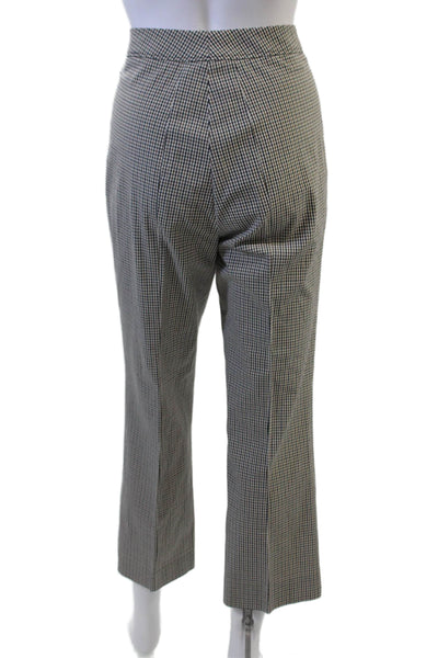 Sharis Place Womens Ankle Cropped Dress Pants Black Check Cotton Lycra Size 46
