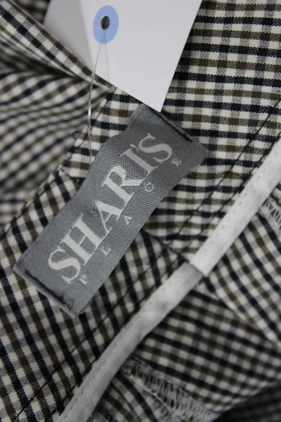 Sharis Place Womens Ankle Cropped Dress Pants Black Check Cotton Lycra Size 46