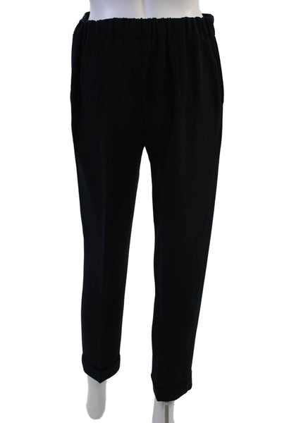 Parosh Women Ankle Dress Pants Black Viscose Blend Size M