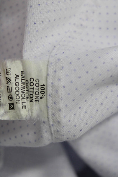 Sharis Place Womens White Polka Dot Cotton Button-Up Long Sleeve Top Size 44
