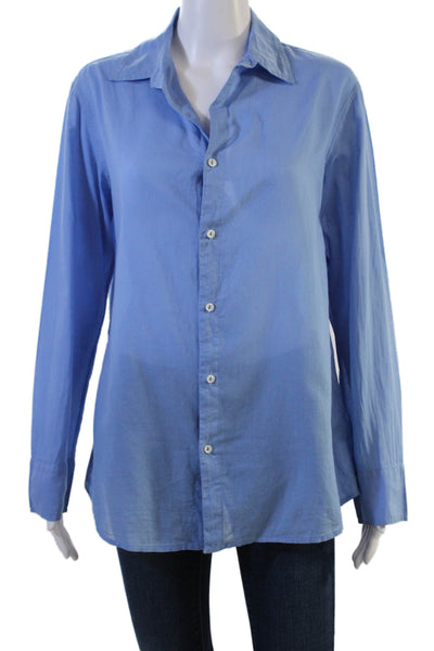 American Colors by Alex Lehr Womens Maternity Blue Cotton Button-Up Size M