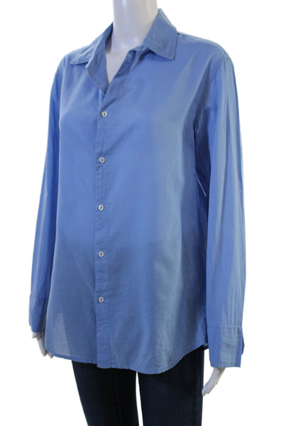 American Colors by Alex Lehr Womens Maternity Blue Cotton Button-Up Size M