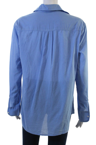 American Colors by Alex Lehr Womens Maternity Blue Cotton Button-Up Size M