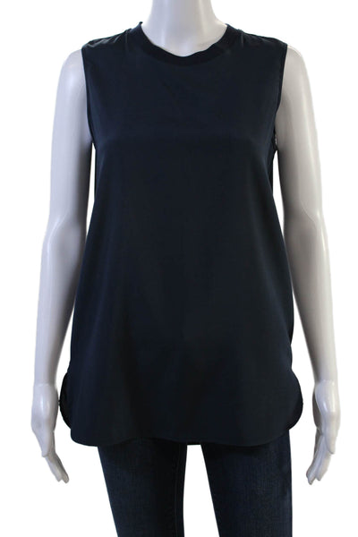 Amina Rubinacci Women Dark Blue Sleeveless Basic Tank Crew Neck Size 40