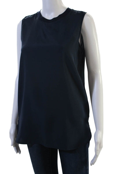 Amina Rubinacci Women Dark Blue Sleeveless Basic Tank Crew Neck Size 40