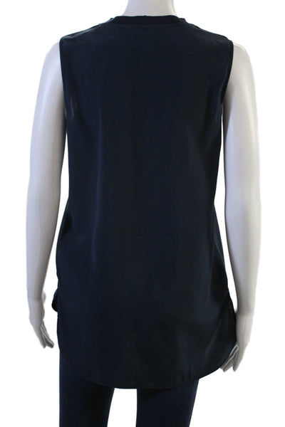Amina Rubinacci Women Dark Blue Sleeveless Basic Tank Crew Neck Size 40