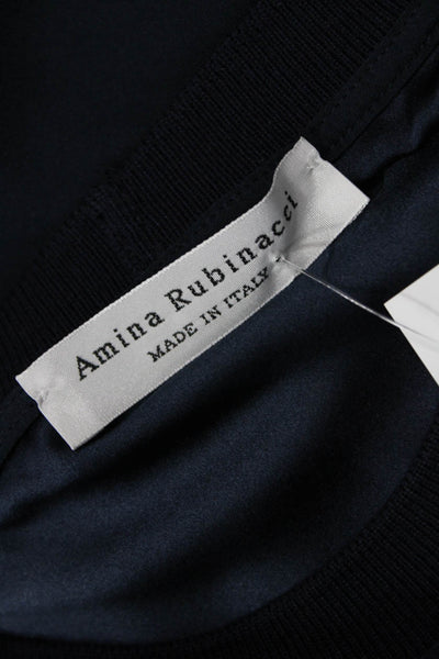 Amina Rubinacci Women Dark Blue Sleeveless Basic Tank Crew Neck Size 40