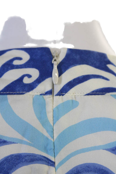 J. Mclaughlin Women Maxi Tank Dress Blue Geometric 100% Tencel Size XS