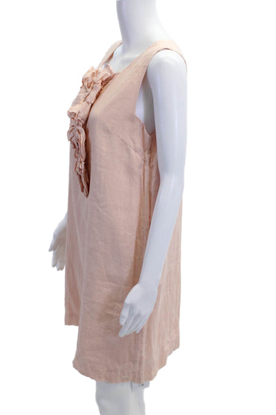 Innika Choo Women Shift Dress Pink Linen Sleeveless Knee-Length Size 2
