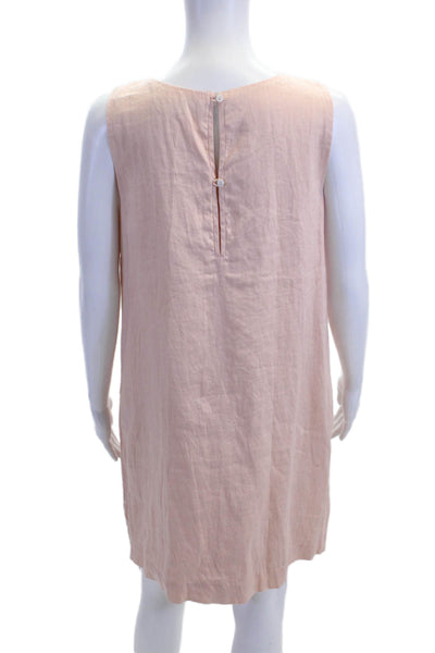 Innika Choo Women Shift Dress Pink Linen Sleeveless Knee-Length Size 2