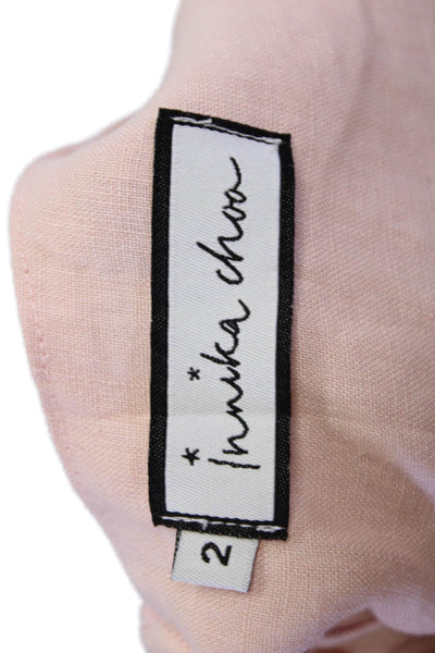 Innika Choo Women Shift Dress Pink Linen Sleeveless Knee-Length Size 2