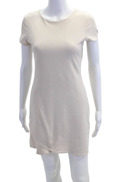 Susana Monaco Women Short Sleeve T-Shirt Dress Beige Size S