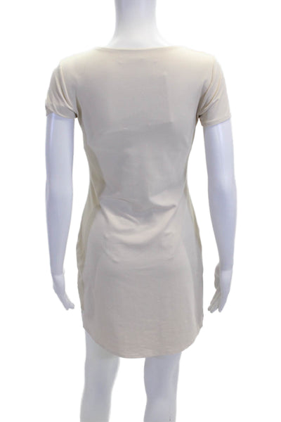 Susana Monaco Women Short Sleeve T-Shirt Dress Beige Size S