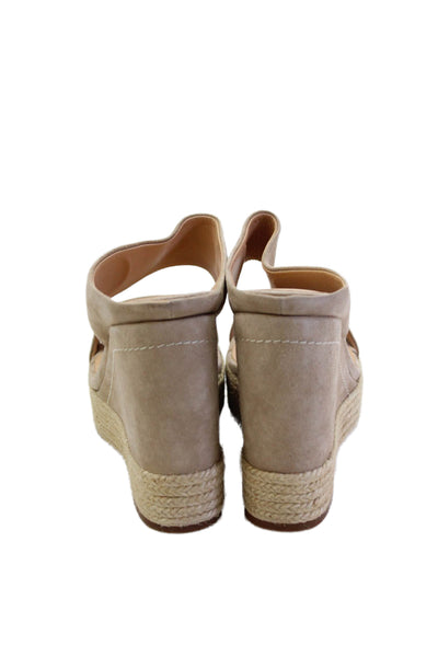 Paloma Barcelo Womens Suede Espadrille Detail Platform Wedges Beige Size EUR 39