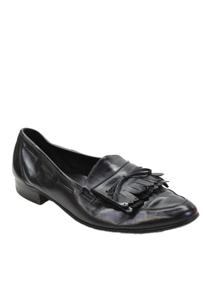 Bally Mens Textured Leather Closed Toe Slip On Dress Shoes Black Size 10