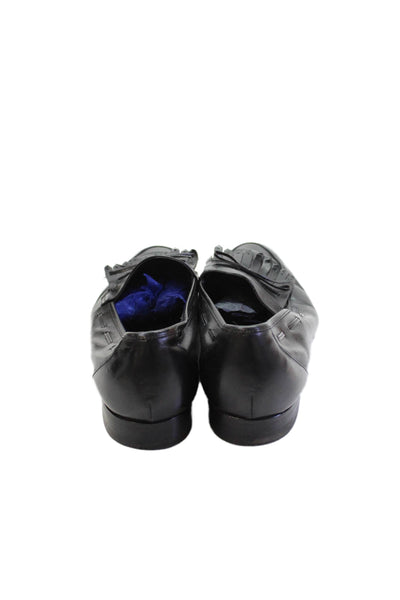 Bally Mens Textured Leather Closed Toe Slip On Dress Shoes Black Size 10