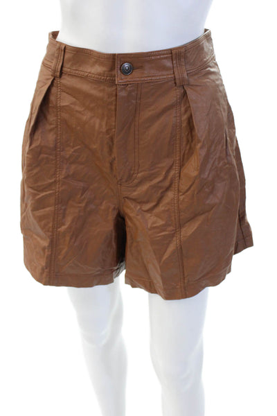 Free People Womens Brown Bohemian Solid Polyurethane Shorts Size 0