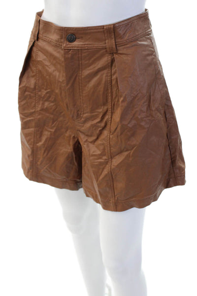 Free People Womens Brown Bohemian Solid Polyurethane Shorts Size 0