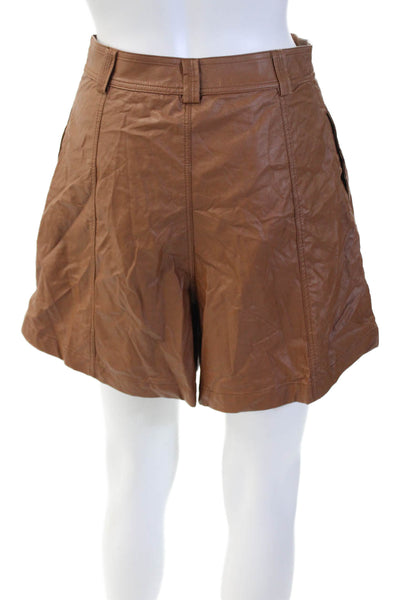 Free People Womens Brown Bohemian Solid Polyurethane Shorts Size 0