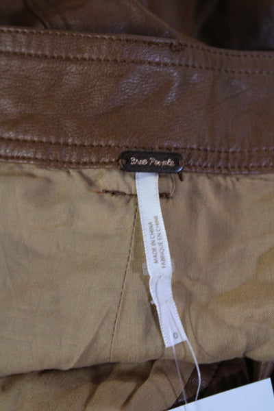 Free People Womens Brown Bohemian Solid Polyurethane Shorts Size 0