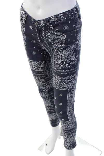 AG Adriano Goldschmied Women Skinny Ankle Jeans Dark Blue Paisley Size 25