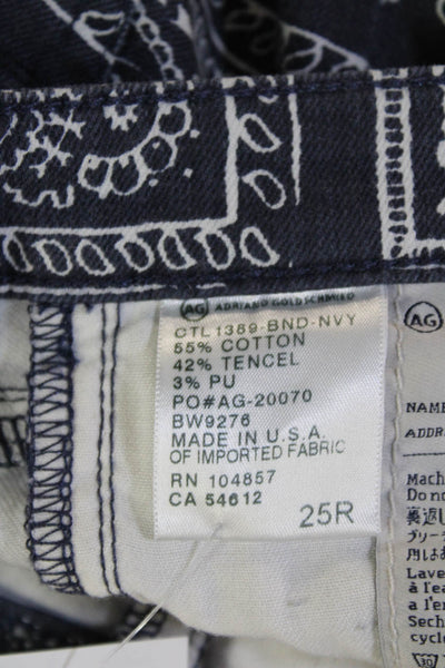 AG Adriano Goldschmied Women Skinny Ankle Jeans Dark Blue Paisley Size 25