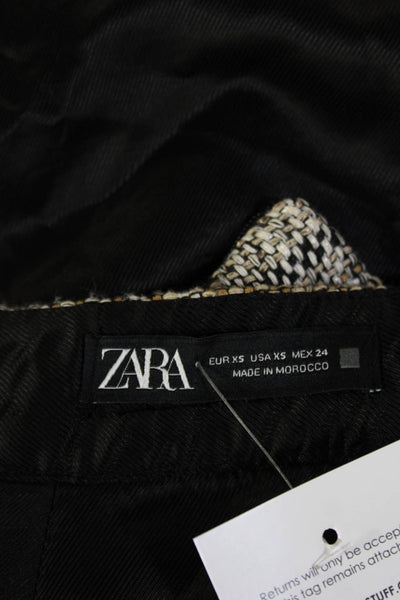 Zara Womens A-Line Plaid Mini Skirt Beige Size XS