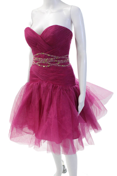 Maggie Sottero Couture Womens Fit & Flare Dress Pink Lace Up Sleeveless Size 4