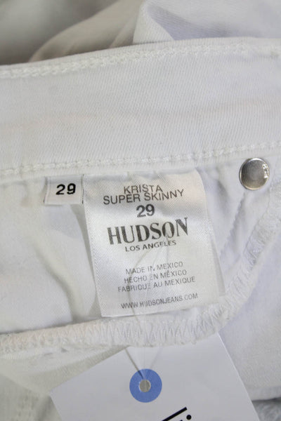 Hudson, Women Ankle Skinny Jeans White Low Rise Button Size 29
