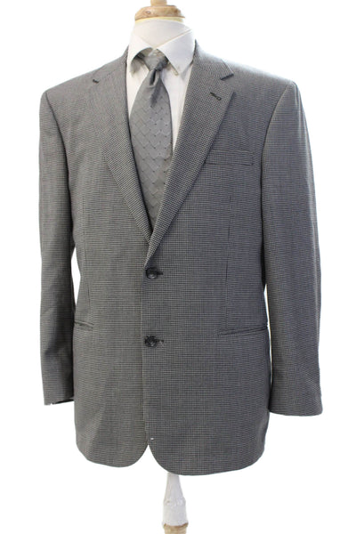 Jos. A. Bank Mens 2-Piece Gray Check Suit Jacket 100% Bemberg Size 44