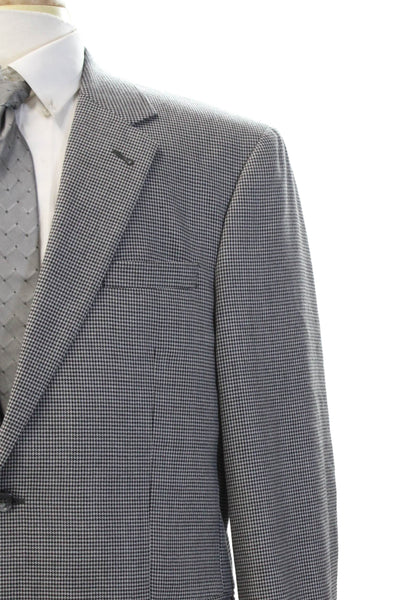 Jos. A. Bank Mens 2-Piece Gray Check Suit Jacket 100% Bemberg Size 44