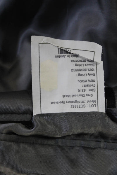 Jos. A. Bank Mens 2-Piece Gray Check Suit Jacket 100% Bemberg Size 44