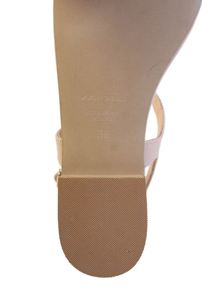 Makris Womens Beaded Thong Strap Ankle Buckle Sandals Ancient Beige Size EUR 38