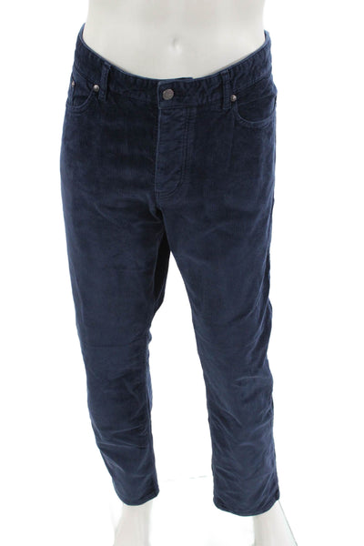 Designer Mens Dark Blue Classic Cotton Blend Pants Button Size 36