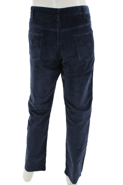 Designer Mens Dark Blue Classic Cotton Blend Pants Button Size 36