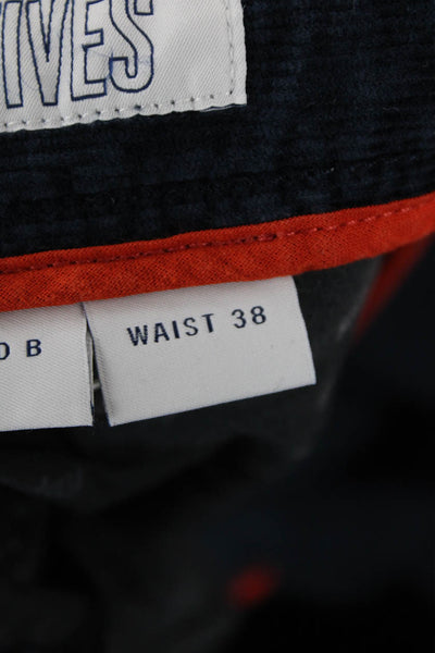 Designer Mens Dark Blue Classic Cotton Blend Pants Button Size 36