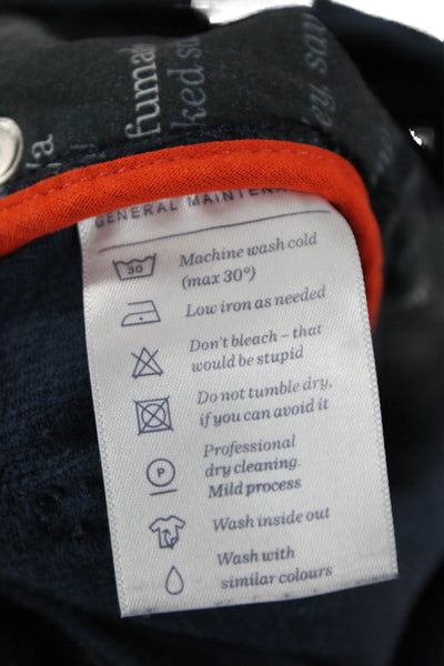 Designer Mens Dark Blue Classic Cotton Blend Pants Button Size 36