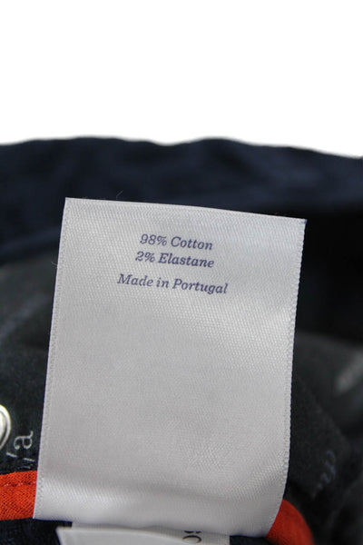 Designer Mens Dark Blue Classic Cotton Blend Pants Button Size 36