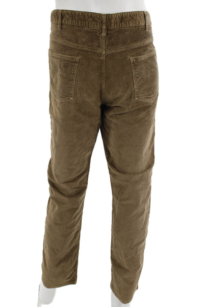 Designer Mens Cropped Brown Pants Button 98% Cotton 2% Elastane Size 38