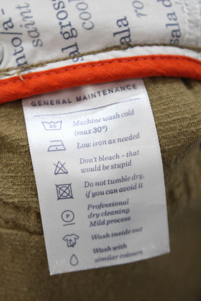 Designer Mens Cropped Brown Pants Button 98% Cotton 2% Elastane Size 38
