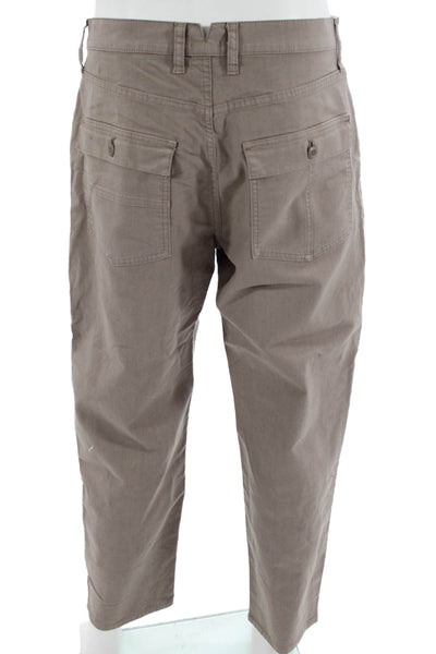 J Crew Mens Cargo Cropped Brown Pants 73% Cotton Linen Blend Size 31