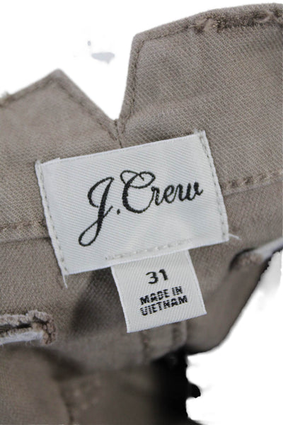 J Crew Mens Cargo Cropped Brown Pants 73% Cotton Linen Blend Size 31