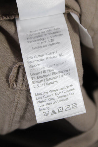J Crew Mens Cargo Cropped Brown Pants 73% Cotton Linen Blend Size 31