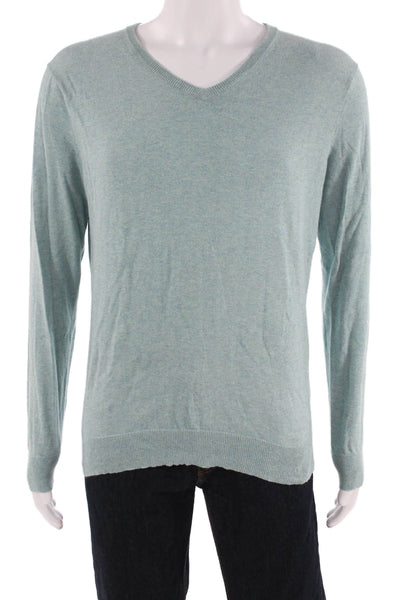 J Crew Men Light Blue V-Neck 100% Cotton Pullover Sweaters Size M