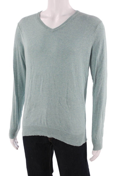 J Crew Men Light Blue V-Neck 100% Cotton Pullover Sweaters Size M